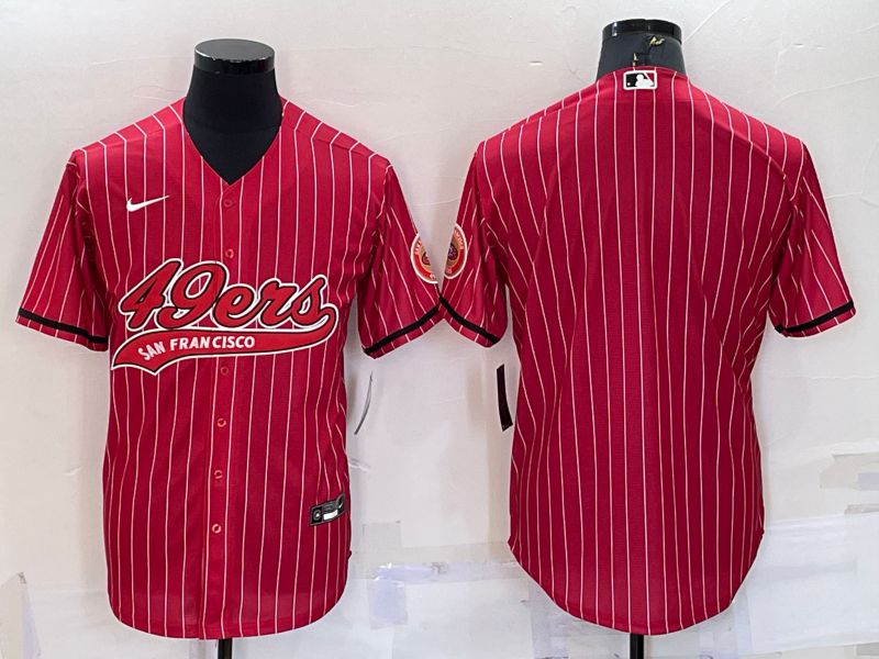 Men San Francisco 49ers Blank Red stripe 2022 Nike Co branded NFL Jersey2